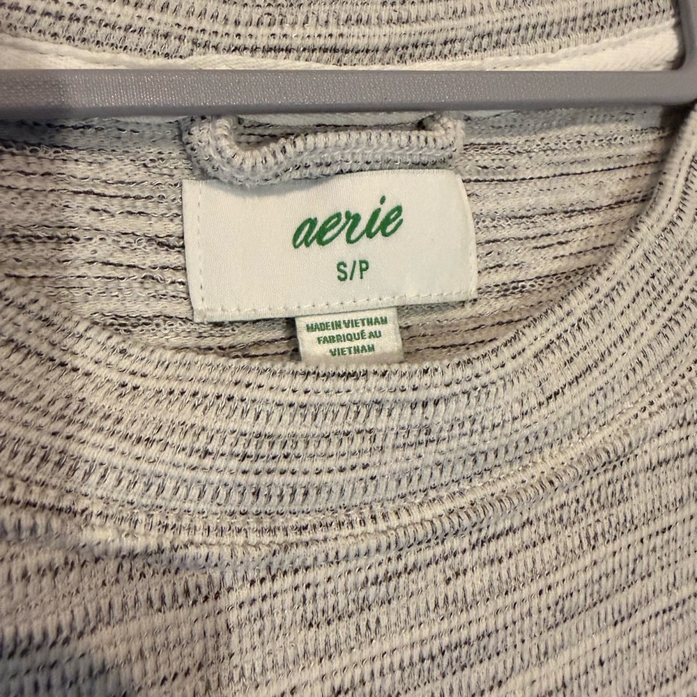Aerie Womens Tunic Sweater Gray Marled Long Sleeve Side Slits S Cotton Blend